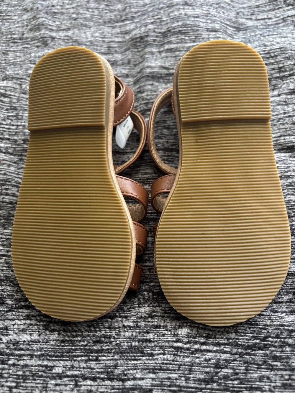 Girls Brown Floral Gem-Accent Sandals with Ankle Strap